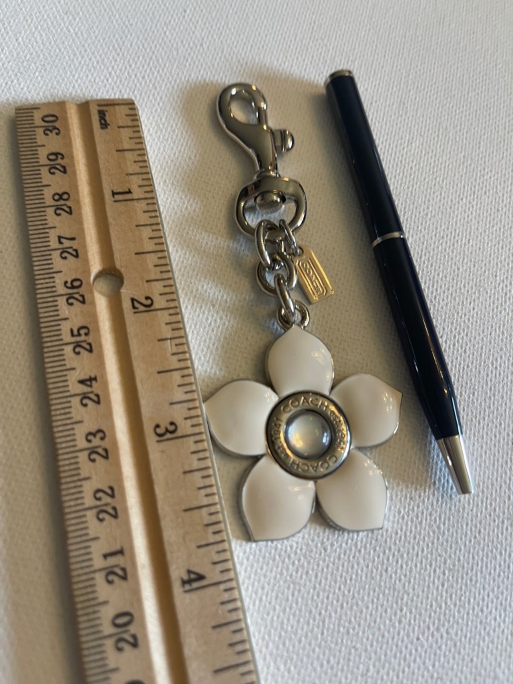 COACH White Enamel Flower Keychain Charm and Coach Pen - Picture 3 of 6